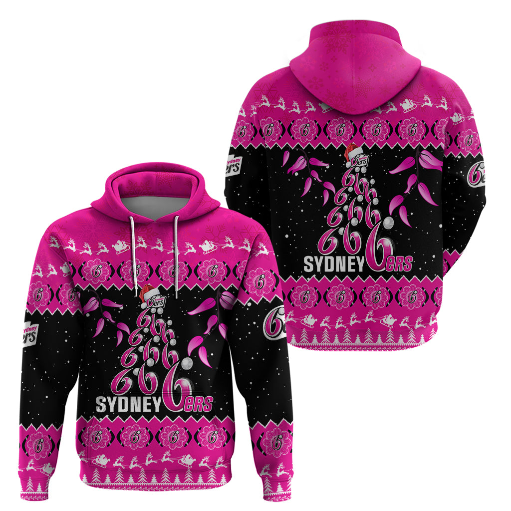 Sydney Sixers Cricket Christmas Hoodie Merry Xmas 2023 Indigenous Art - Vibe Hoodie Shop