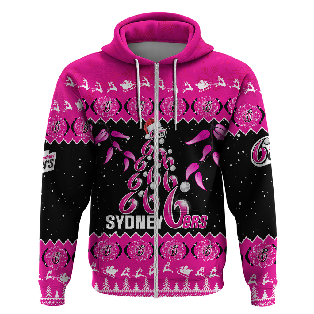 Sydney Sixers Cricket Christmas Hoodie Merry Xmas 2023 Indigenous Art - Vibe Hoodie Shop