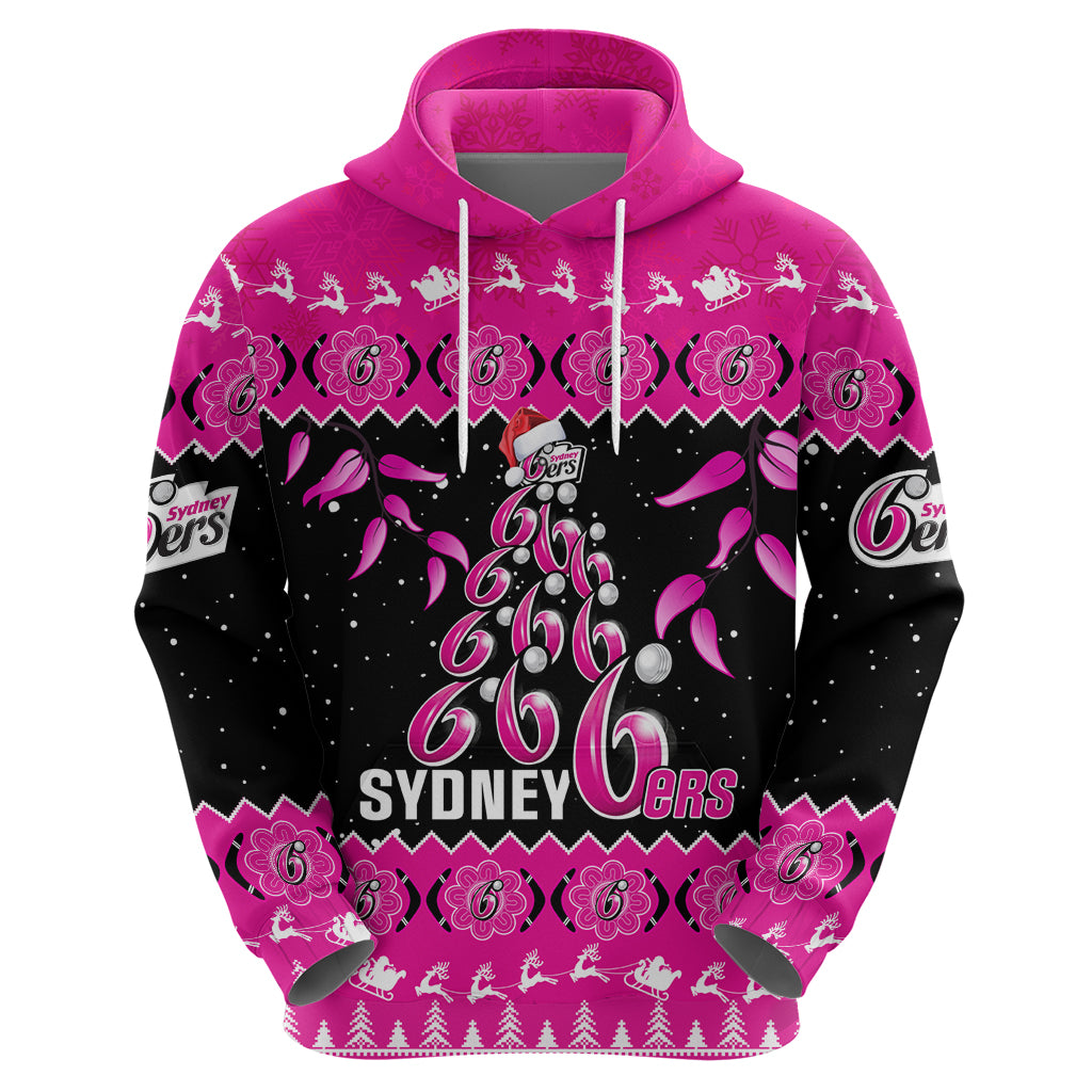 Sydney Sixers Cricket Christmas Hoodie Merry Xmas 2023 Indigenous Art - Vibe Hoodie Shop