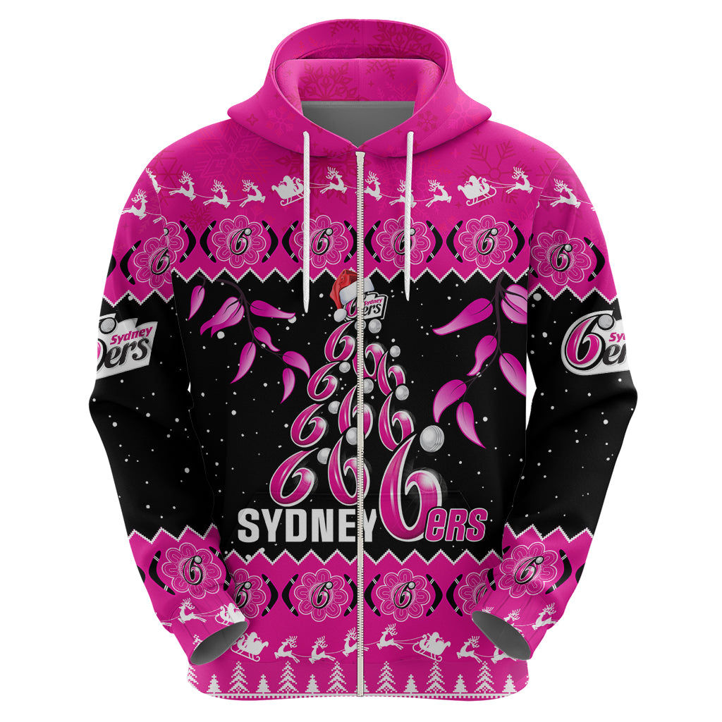 Sydney Sixers Cricket Christmas Hoodie Merry Xmas 2023 Indigenous Art - Vibe Hoodie Shop
