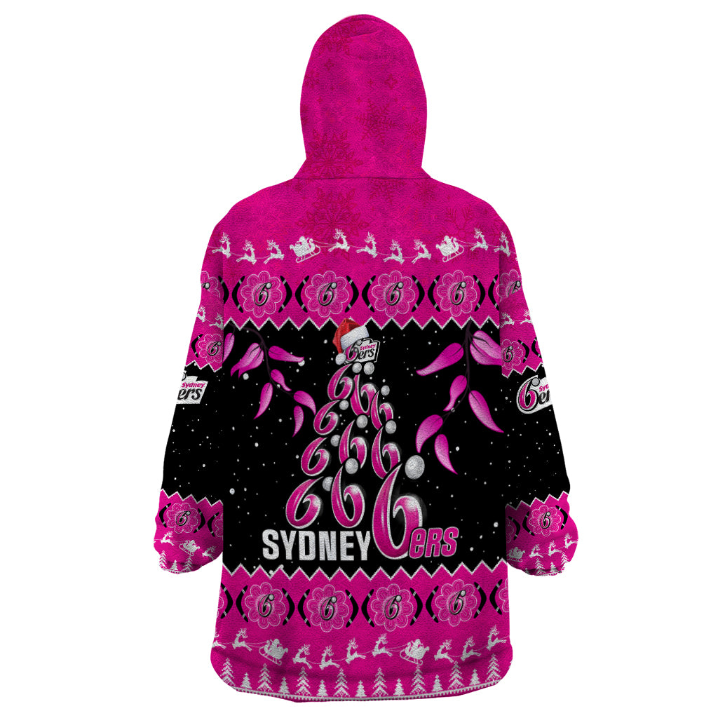 Sydney Sixers Cricket Christmas Wearable Blanket Hoodie Merry Xmas 2023 Indigenous Art - Vibe Hoodie Shop