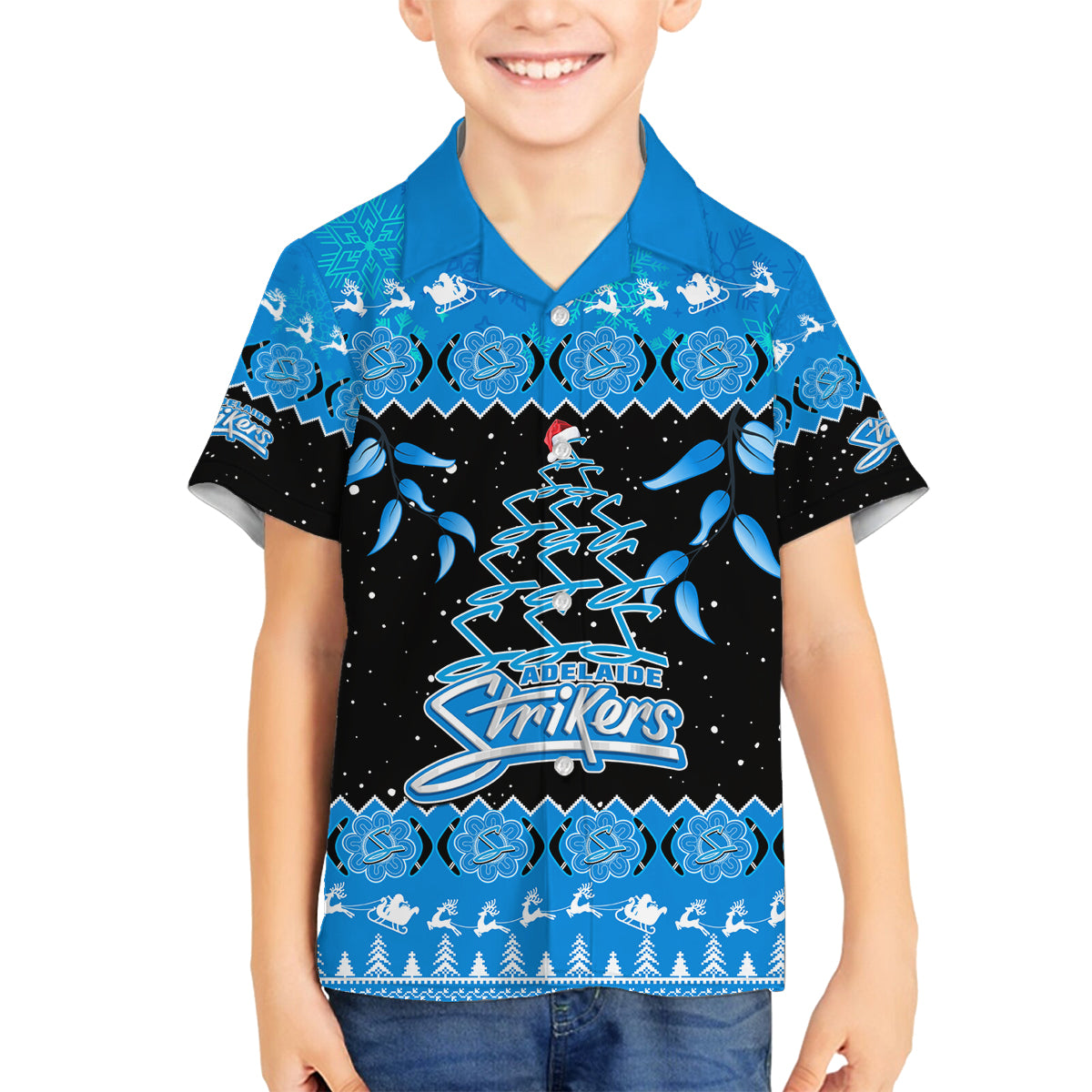 adelaide-strikers-cricket-christmas-family-matching-long-sleeve-bodycon-dress-and-hawaiian-shirt-merry-xmas-2023-indigenous-art