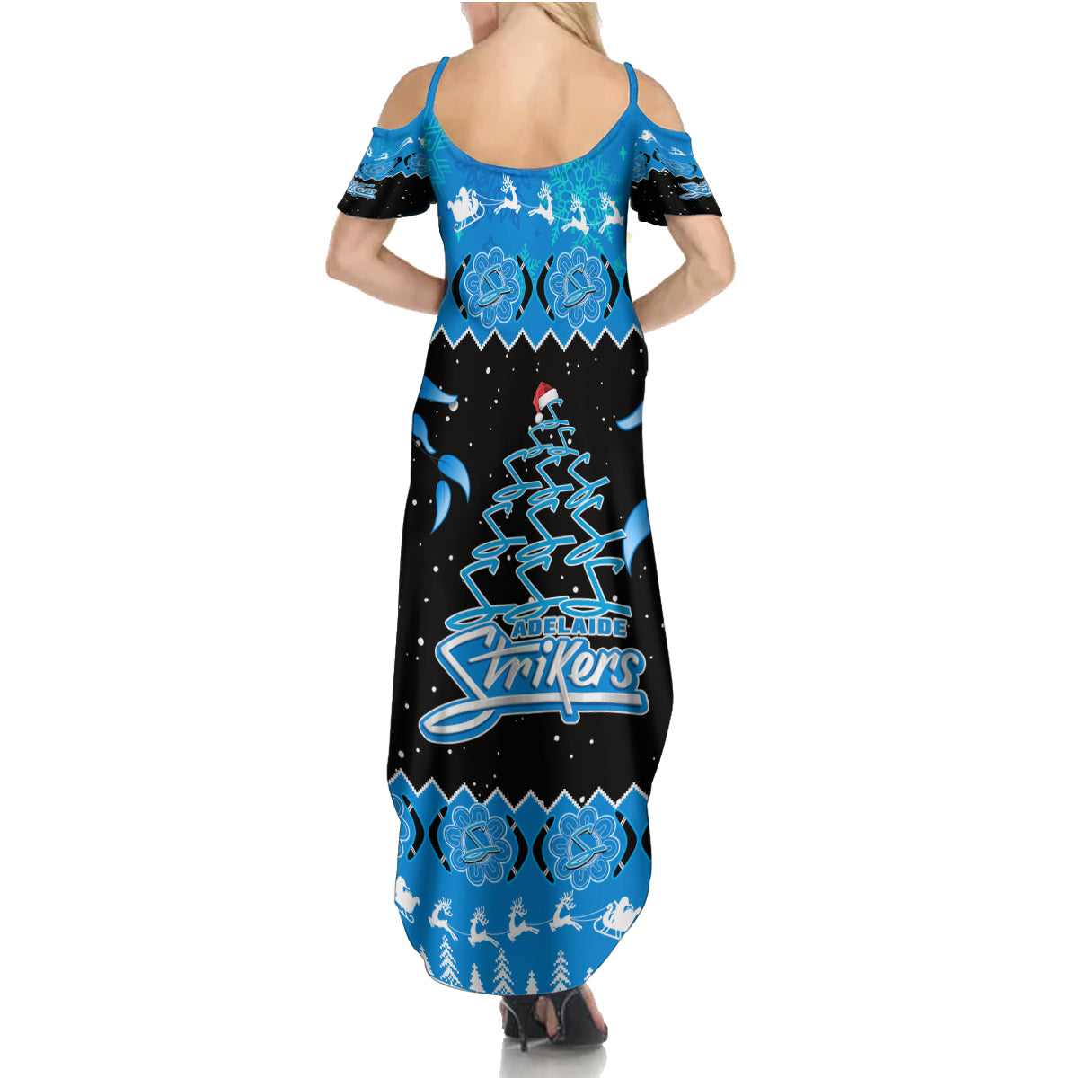 adelaide-strikers-cricket-christmas-family-matching-summer-maxi-dress-and-hawaiian-shirt-merry-xmas-2023-indigenous-art