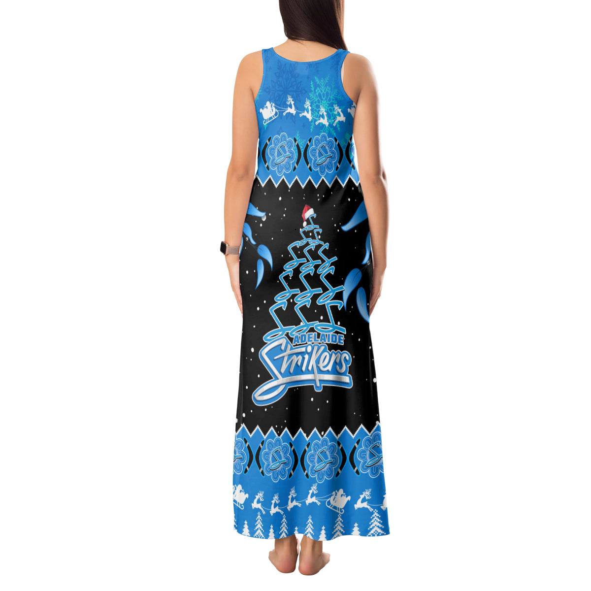 adelaide-strikers-cricket-christmas-tank-maxi-dress-merry-xmas-2023-indigenous-art