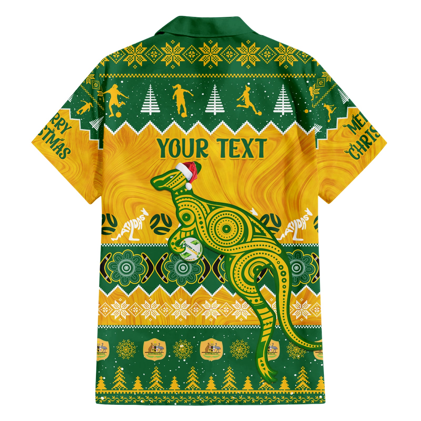 Personalised Australia Soccer Christmas Hawaiian Shirt All I Want For Xmas Is Matildas - Vibe Hoodie Shop