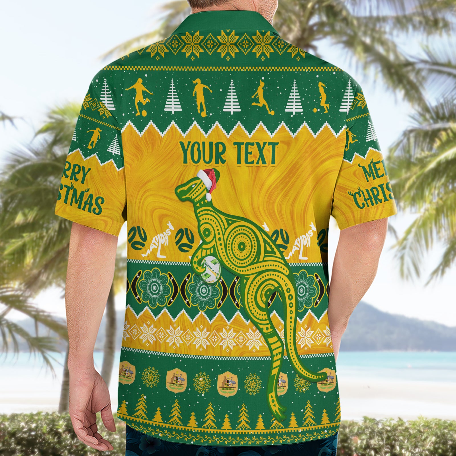 Personalised Australia Soccer Christmas Hawaiian Shirt All I Want For Xmas Is Matildas - Vibe Hoodie Shop