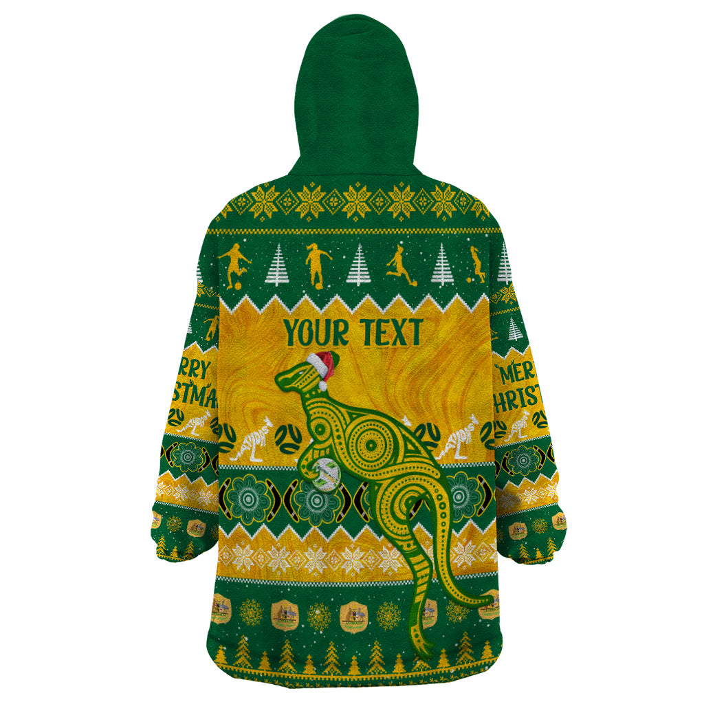 Personalised Australia Soccer Christmas Wearable Blanket Hoodie All I Want For Xmas Is Matildas - Vibe Hoodie Shop