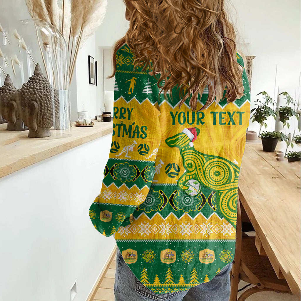 Personalised Australia Soccer Christmas Women Casual Shirt All I Want For Xmas Is Matildas - Vibe Hoodie Shop