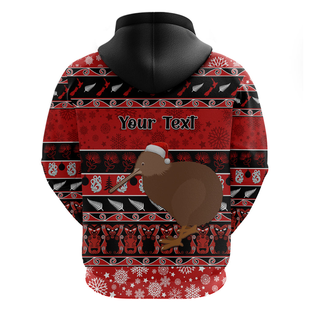 Personalised New Zealand Christmas Hoodie Aotearoa Kiwi Meri Kirihimete Red Version - Vibe Hoodie Shop