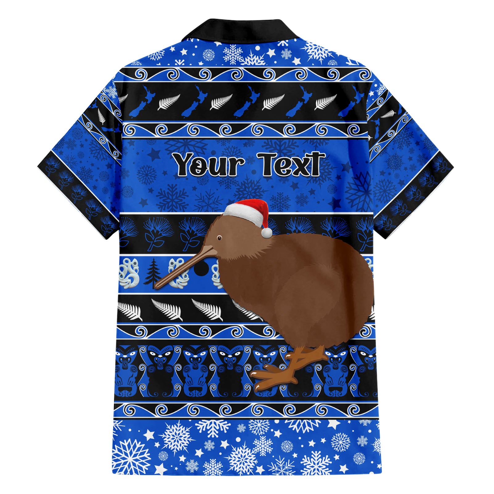 Personalised New Zealand Christmas Hawaiian Shirt Aotearoa Kiwi Meri Kirihimete Blue Version - Vibe Hoodie Shop