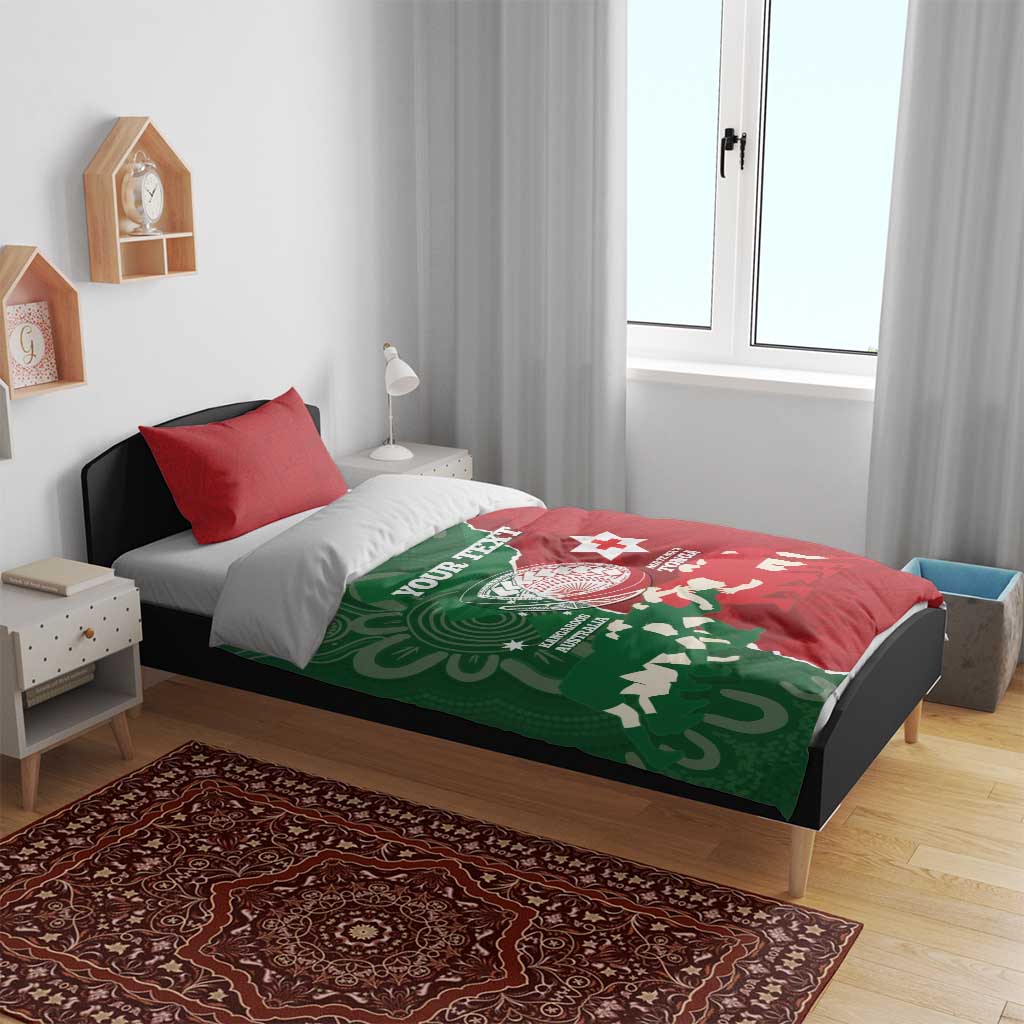 Custom Tonga And Australia Rugby Bedding Set Mate Maa Tongan Ngatu Mix Kangaroos Aboriginal - Vibe Hoodie Shop