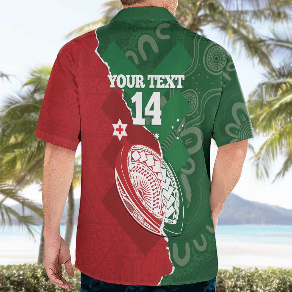 Custom Tonga And Australia Rugby Hawaiian Shirt Mate Maa Tongan Ngatu Mix Kangaroos Aboriginal - Vibe Hoodie Shop