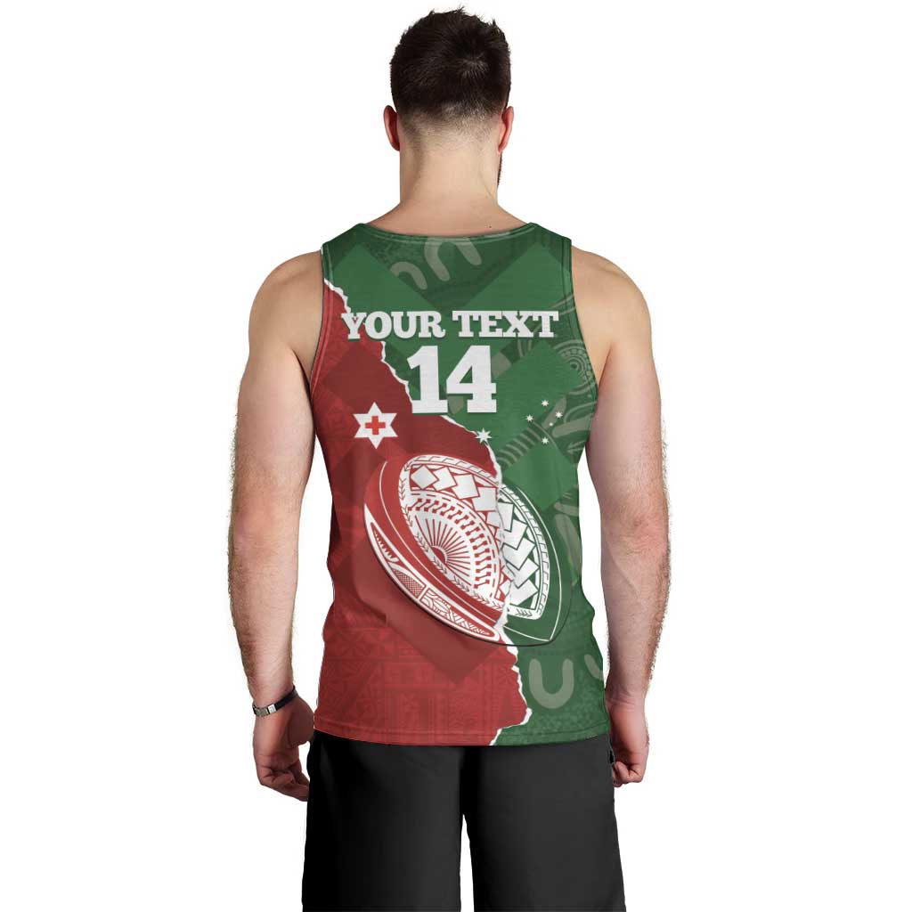 Custom Tonga And Australia Rugby Men Tank Top Mate Maa Tongan Ngatu Mix Kangaroos Aboriginal - Vibe Hoodie Shop