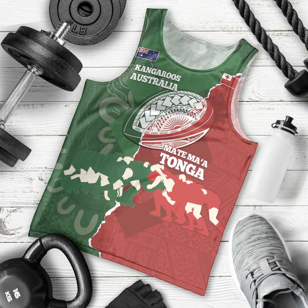 Custom Tonga And Australia Rugby Men Tank Top Mate Maa Tongan Ngatu Mix Kangaroos Aboriginal - Vibe Hoodie Shop