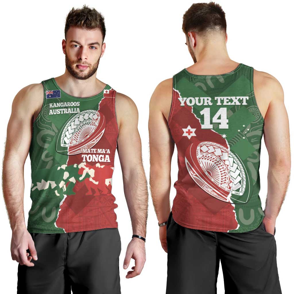 Custom Tonga And Australia Rugby Men Tank Top Mate Maa Tongan Ngatu Mix Kangaroos Aboriginal - Vibe Hoodie Shop