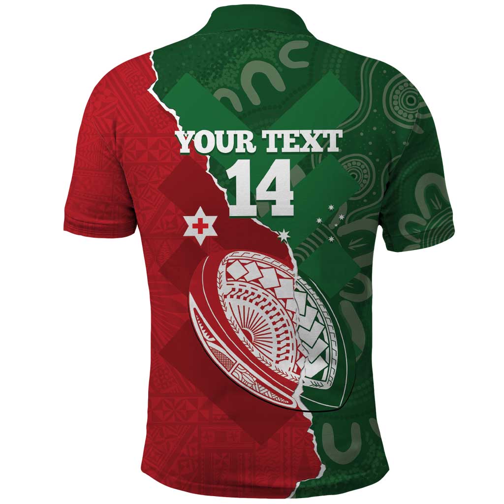 Custom Tonga And Australia Rugby Polo Shirt Mate Maa Tongan Ngatu Mix Kangaroos Aboriginal - Vibe Hoodie Shop