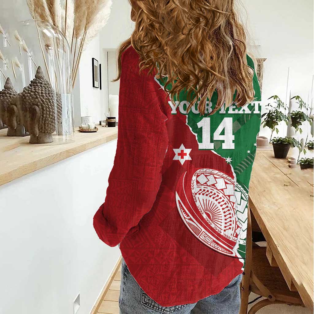 Custom Tonga And Australia Rugby Women Casual Shirt Mate Maa Tongan Ngatu Mix Kangaroos Aboriginal - Vibe Hoodie Shop