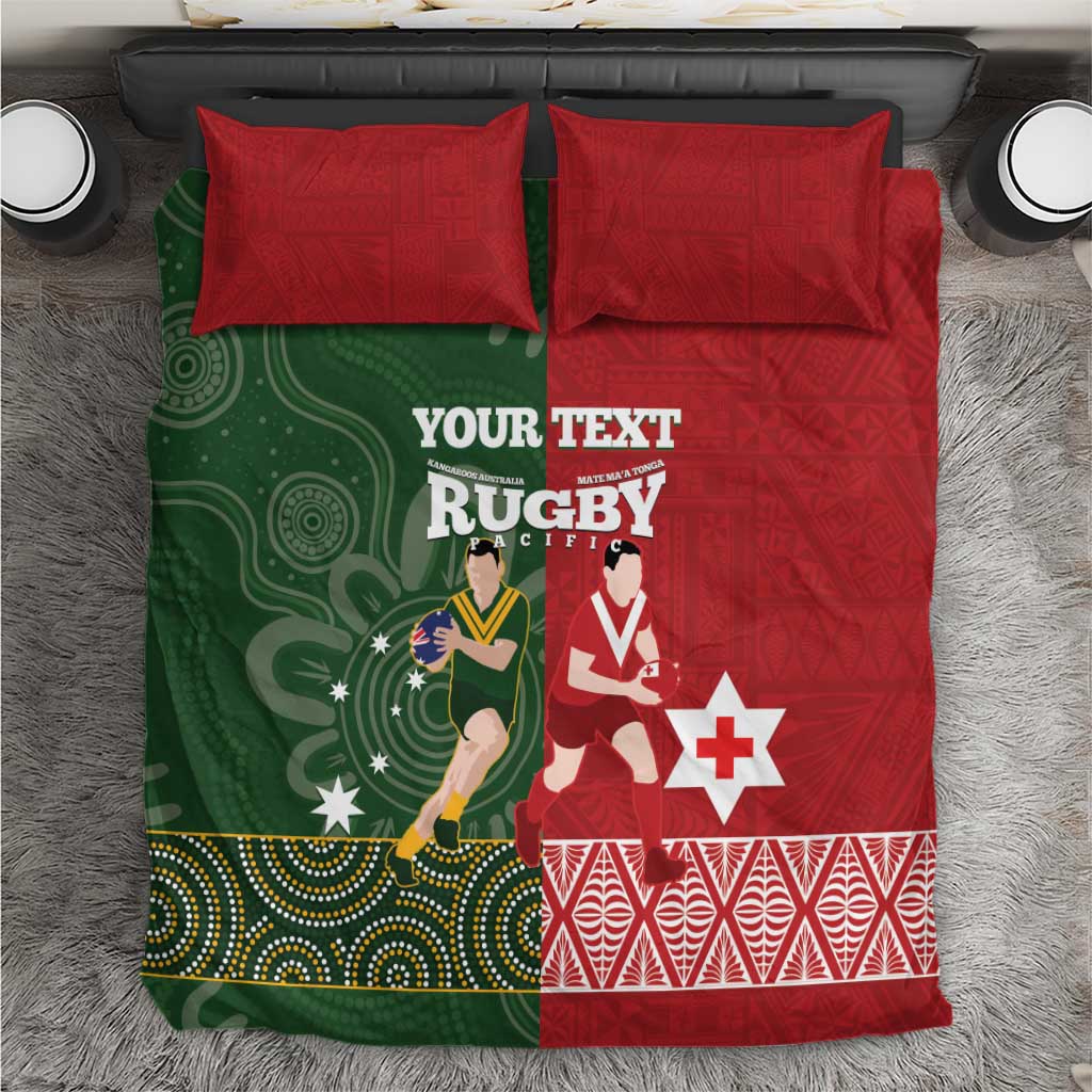 Custom Mate Maa Tonga And Kangaroo Australia Bedding Set Tongan Kupesi Mix Aboriginal Art - Vibe Hoodie Shop