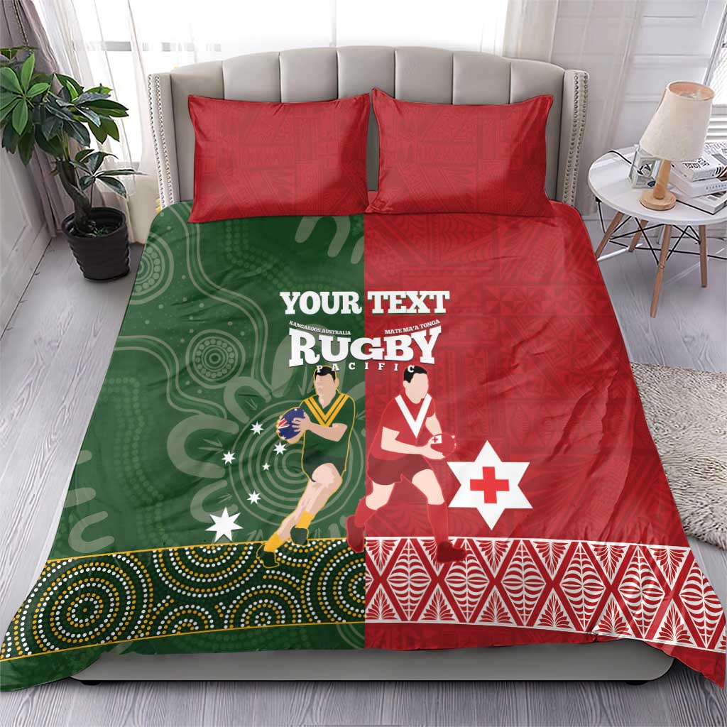 Custom Mate Maa Tonga And Kangaroo Australia Bedding Set Tongan Kupesi Mix Aboriginal Art - Vibe Hoodie Shop