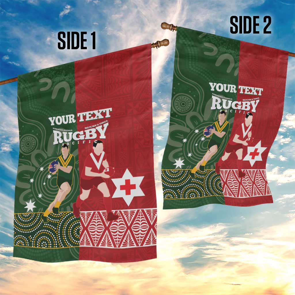 Custom Mate Maa Tonga And Kangaroo Australia Garden Flag Tongan Kupesi Mix Aboriginal Art - Vibe Hoodie Shop