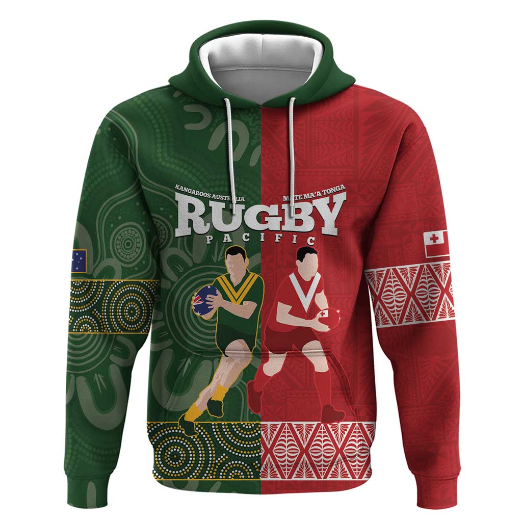 Custom Mate Maa Tonga And Kangaroo Australia Hoodie Tongan Kupesi Mix Aboriginal Art - Vibe Hoodie Shop