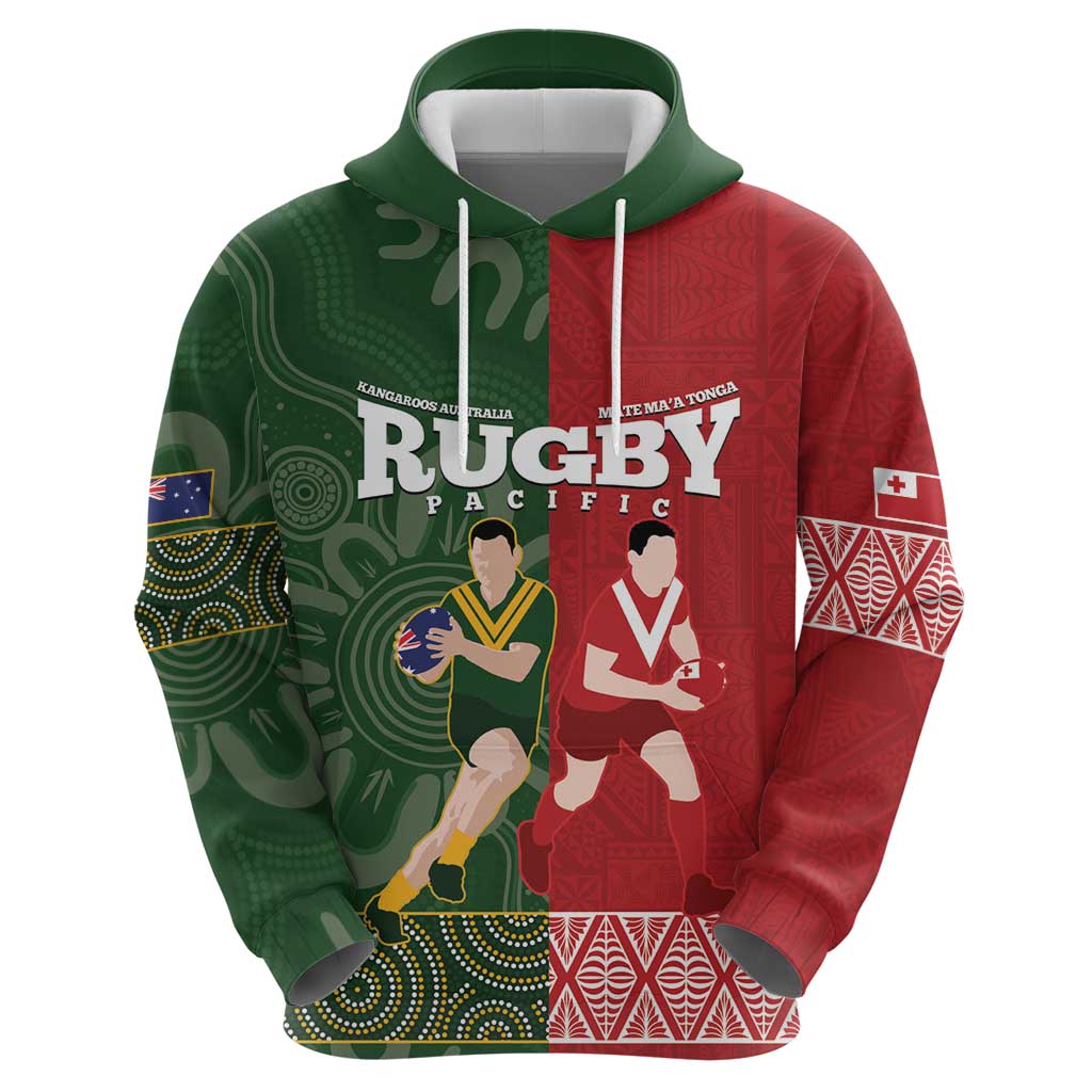 Custom Mate Maa Tonga And Kangaroo Australia Hoodie Tongan Kupesi Mix Aboriginal Art - Vibe Hoodie Shop