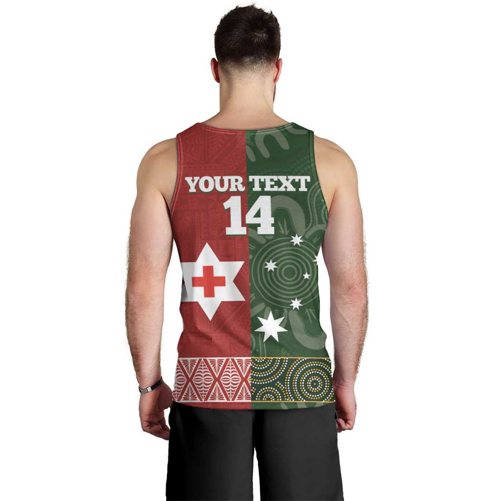 Custom Mate Maa Tonga And Kangaroo Australia Men Tank Top Tongan Kupesi Mix Aboriginal Art - Vibe Hoodie Shop