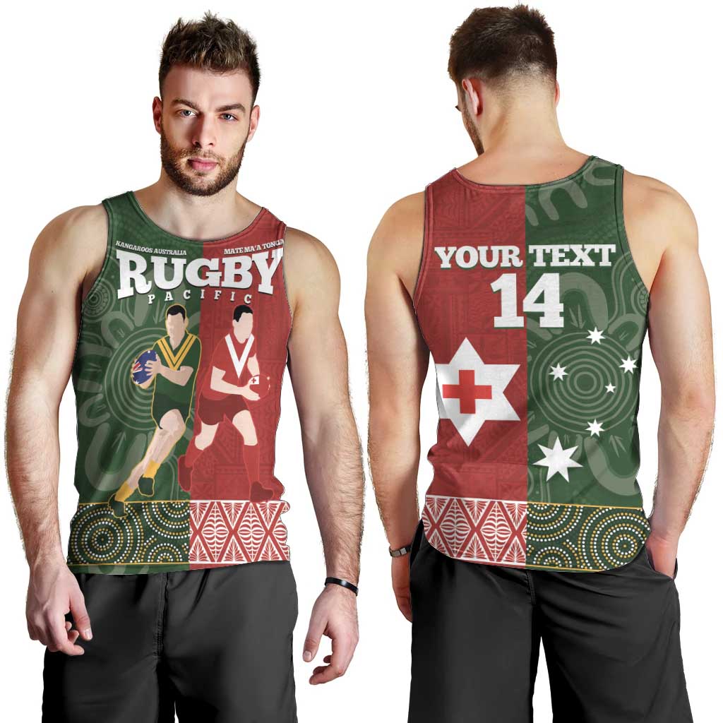 Custom Mate Maa Tonga And Kangaroo Australia Men Tank Top Tongan Kupesi Mix Aboriginal Art - Vibe Hoodie Shop