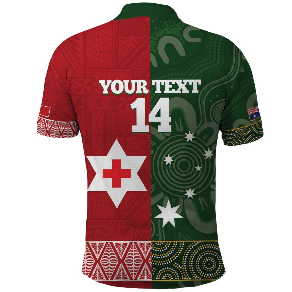 Custom Mate Maa Tonga And Kangaroo Australia Polo Shirt Tongan Kupesi Mix Aboriginal Art - Vibe Hoodie Shop