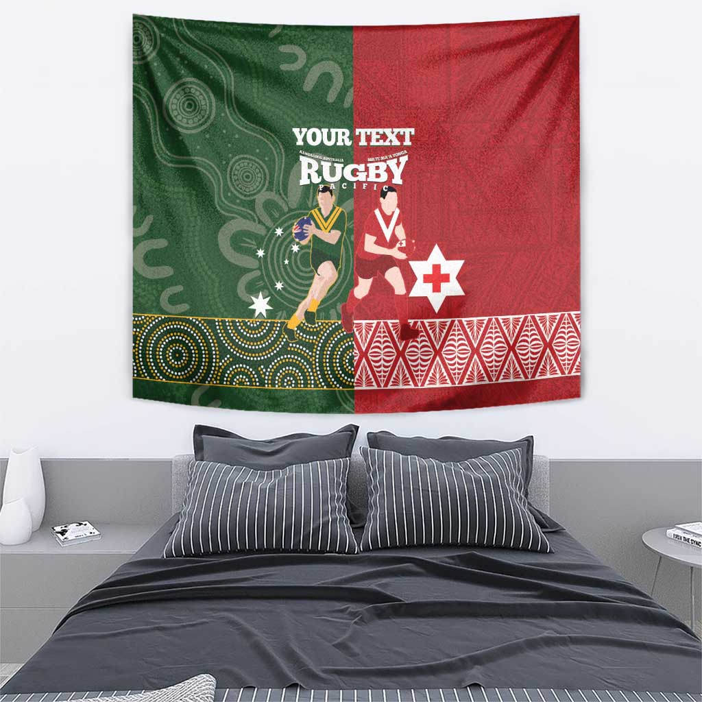 Custom Mate Maa Tonga And Kangaroo Australia Tapestry Tongan Kupesi Mix Aboriginal Art - Vibe Hoodie Shop