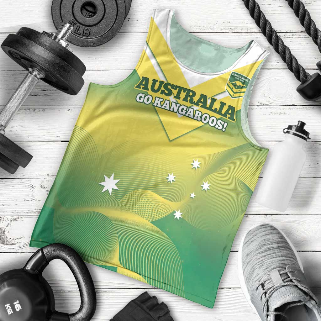 Custom Australia Rugby Men Tank Top 2024 Kangaroos - Gradient Sporty Style - Vibe Hoodie Shop