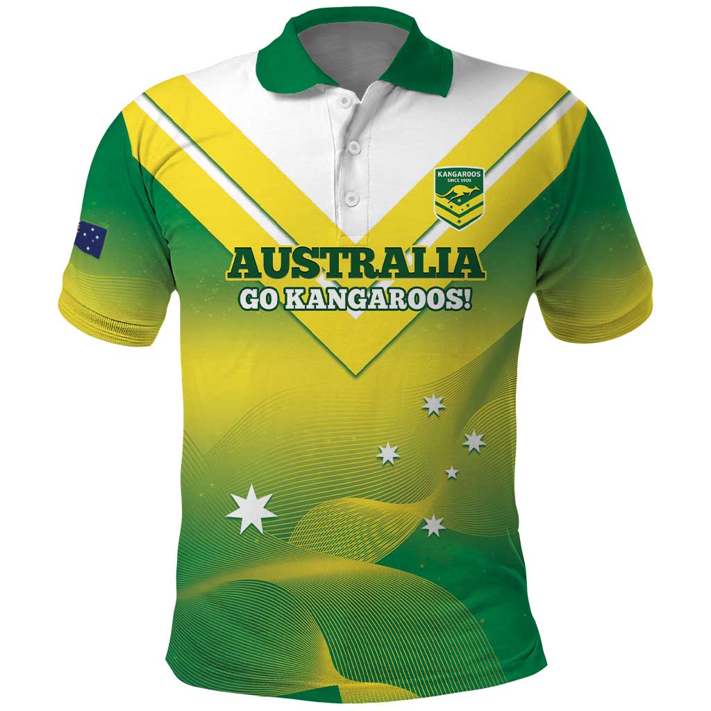 Custom Australia Rugby Polo Shirt 2024 Kangaroos - Gradient Sporty Style - Vibe Hoodie Shop