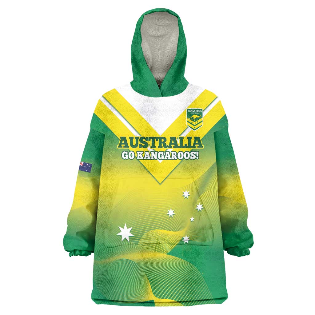 Custom Australia Rugby Wearable Blanket Hoodie 2024 Kangaroos - Gradient Sporty Style - Vibe Hoodie Shop