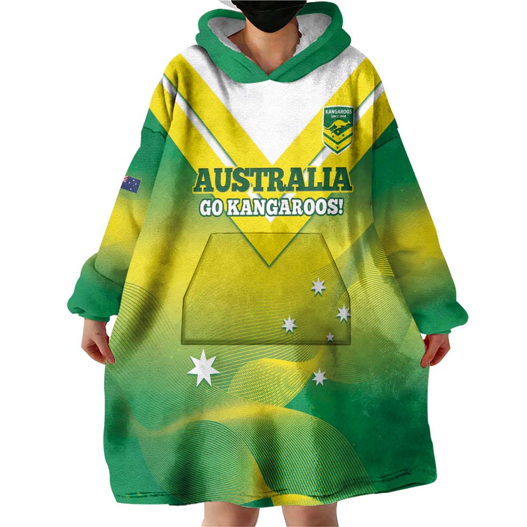 Custom Australia Rugby Wearable Blanket Hoodie 2024 Kangaroos - Gradient Sporty Style - Vibe Hoodie Shop