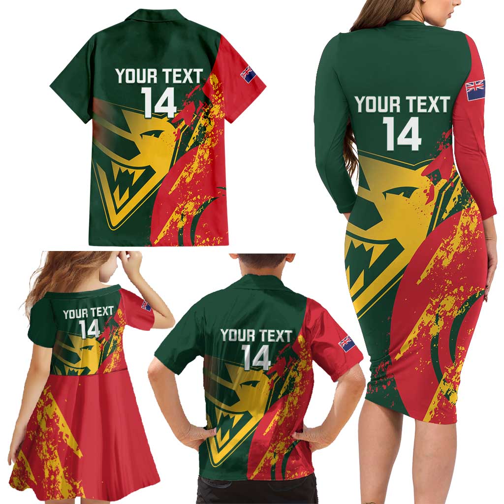 Custom Australia Tasmania Cricket Family Matching Long Sleeve Bodycon Dress and Hawaiian Shirt Go Tasmanian Tigers - Grunge Style