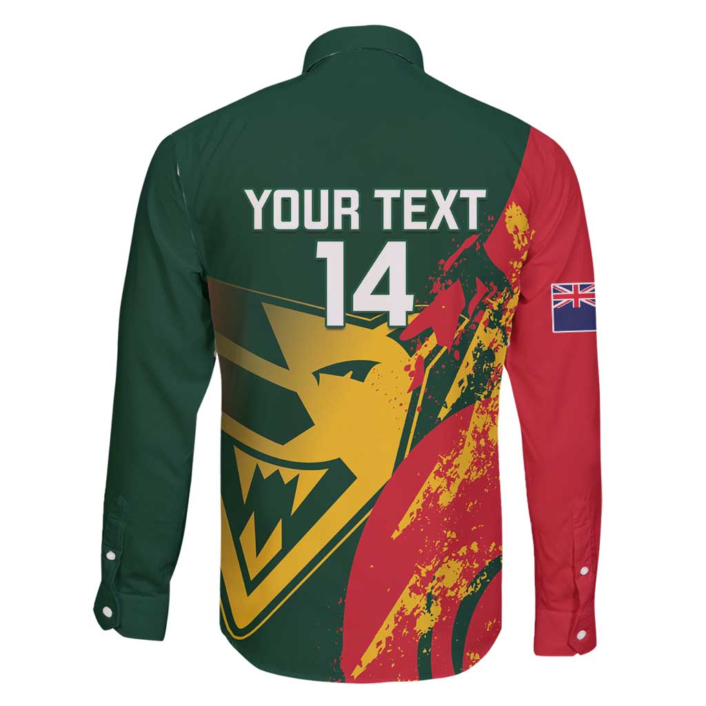 Custom Australia Tasmania Cricket Family Matching Long Sleeve Bodycon Dress and Hawaiian Shirt Go Tasmanian Tigers - Grunge Style