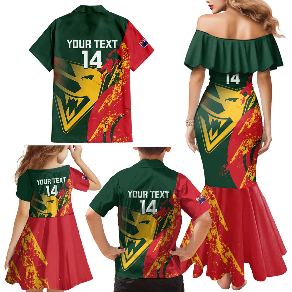 Custom Australia Tasmania Cricket Family Matching Mermaid Dress and Hawaiian Shirt Go Tasmanian Tigers - Grunge Style