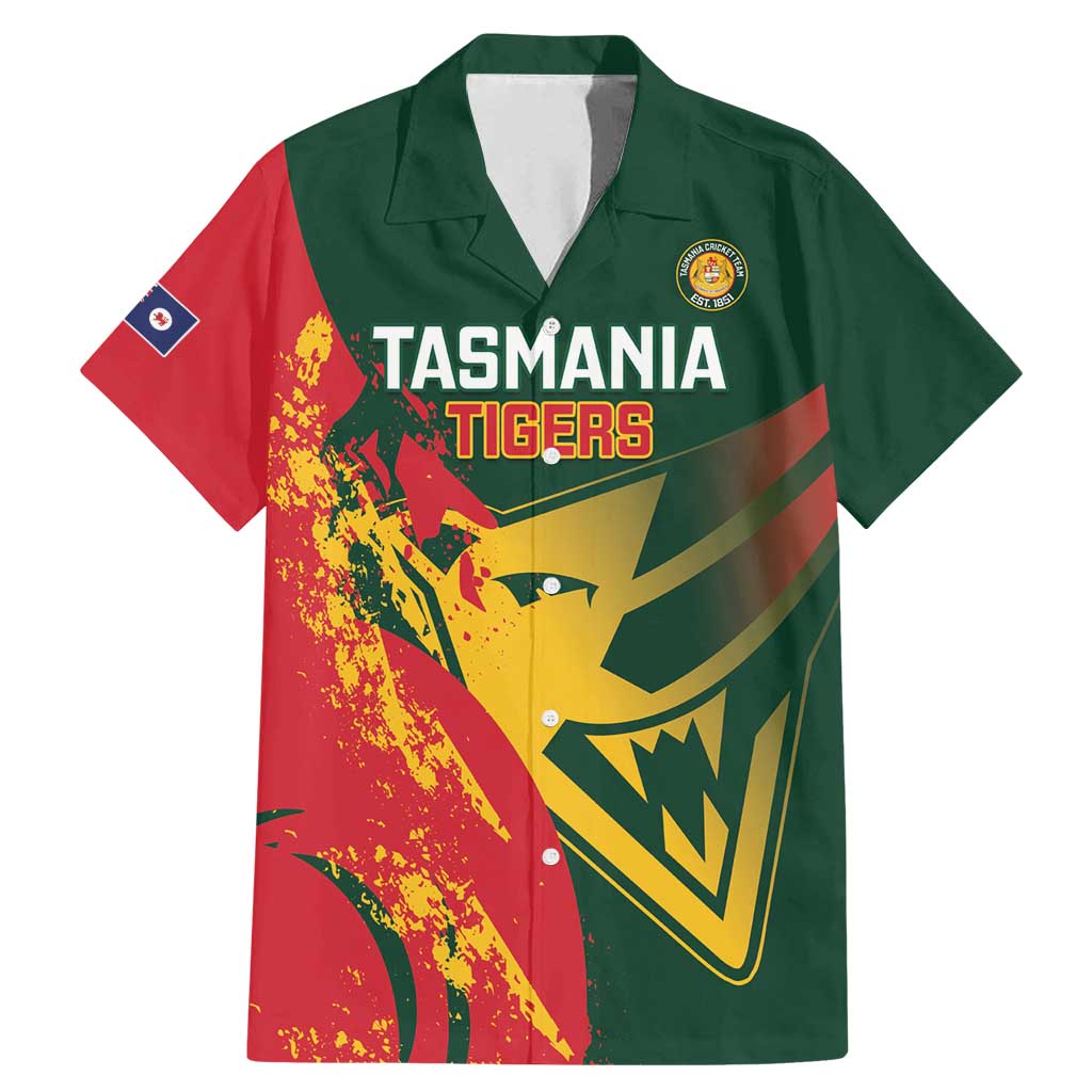 Custom Australia Tasmania Cricket Family Matching Mermaid Dress and Hawaiian Shirt Go Tasmanian Tigers - Grunge Style