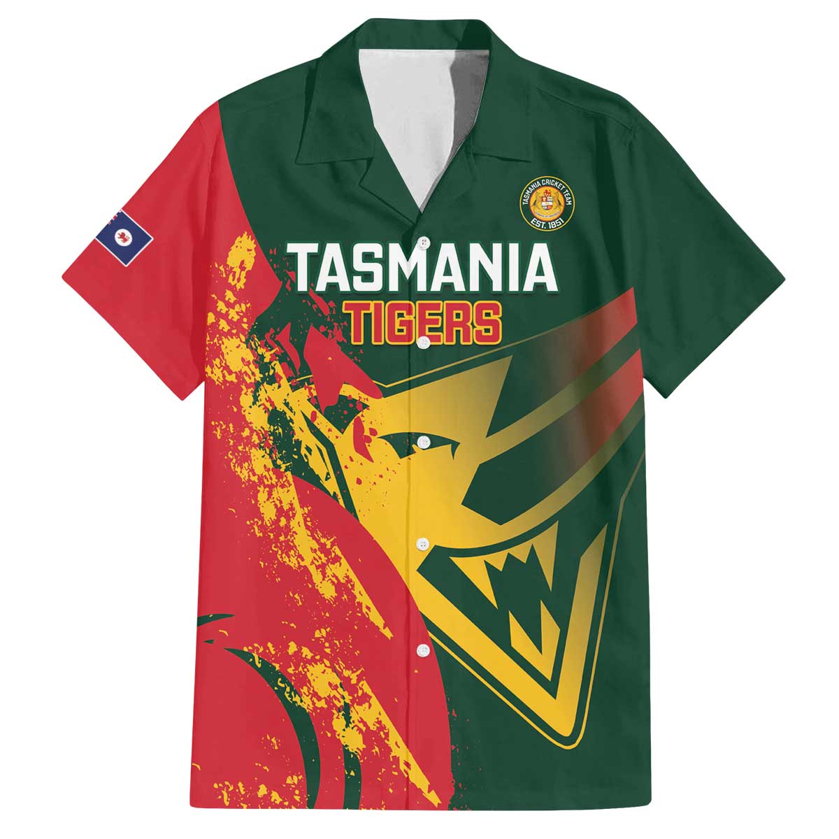 Custom Australia Tasmania Cricket Family Matching Off The Shoulder Long Sleeve Dress and Hawaiian Shirt Go Tasmanian Tigers - Grunge Style