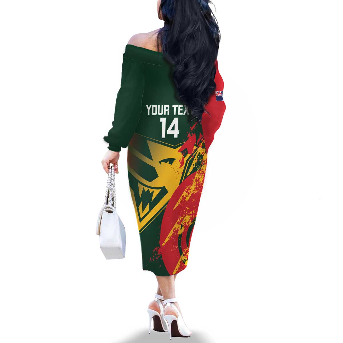 Custom Australia Tasmania Cricket Family Matching Off The Shoulder Long Sleeve Dress and Hawaiian Shirt Go Tasmanian Tigers - Grunge Style