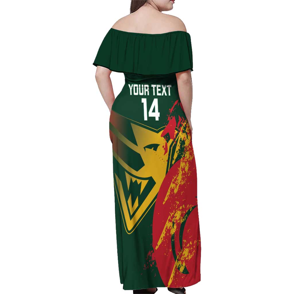 Custom Australia Tasmania Cricket Family Matching Off Shoulder Maxi Dress and Hawaiian Shirt Go Tasmanian Tigers - Grunge Style