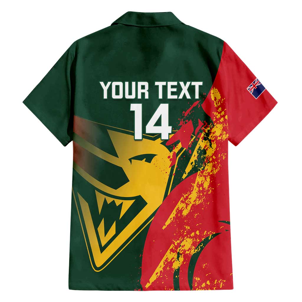 Custom Australia Tasmania Cricket Family Matching Off Shoulder Short Dress and Hawaiian Shirt Go Tasmanian Tigers - Grunge Style