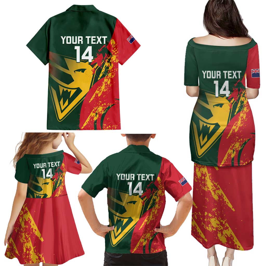 Custom Australia Tasmania Cricket Family Matching Puletasi and Hawaiian Shirt Go Tasmanian Tigers - Grunge Style