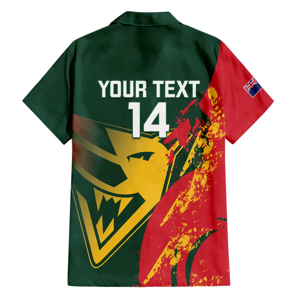 Custom Australia Tasmania Cricket Family Matching Short Sleeve Bodycon Dress and Hawaiian Shirt Go Tasmanian Tigers - Grunge Style