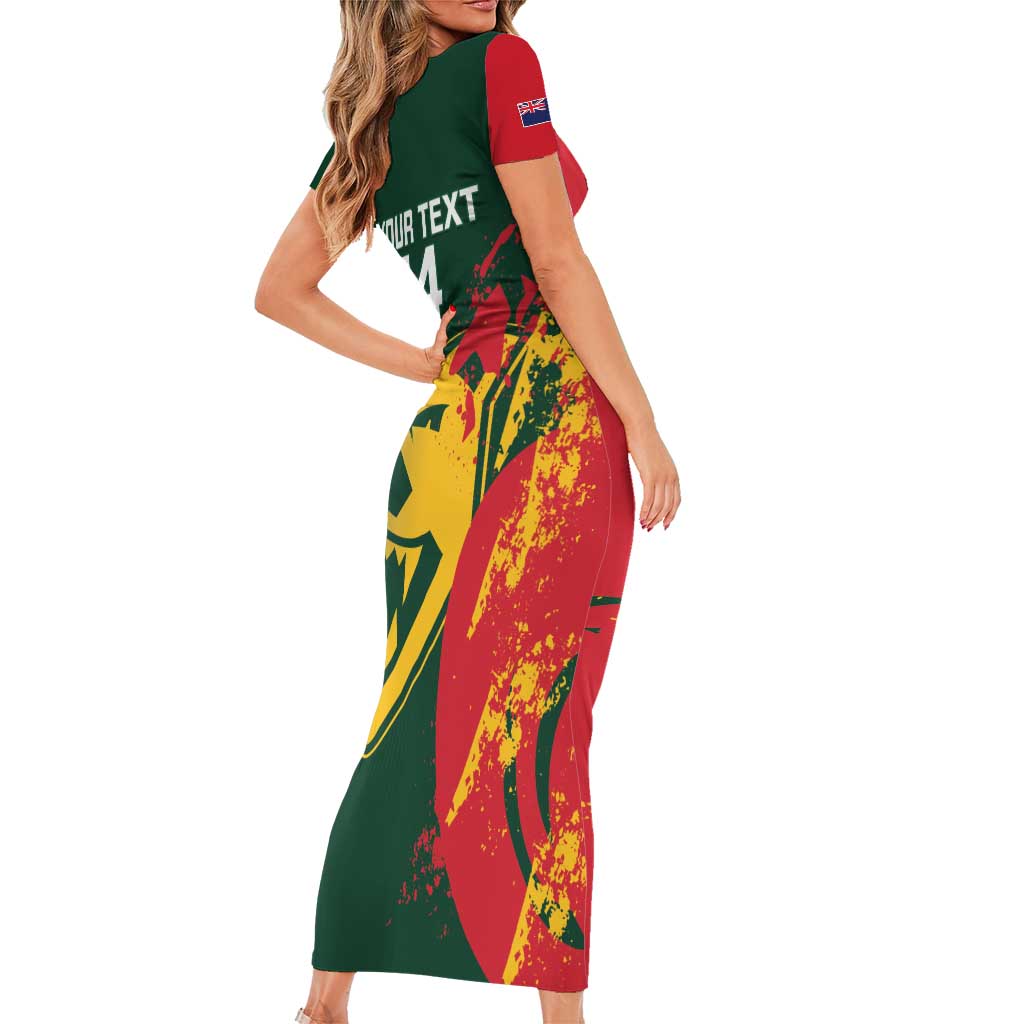 Custom Australia Tasmania Cricket Family Matching Short Sleeve Bodycon Dress and Hawaiian Shirt Go Tasmanian Tigers - Grunge Style