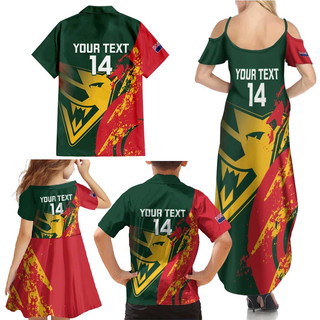 Custom Australia Tasmania Cricket Family Matching Summer Maxi Dress and Hawaiian Shirt Go Tasmanian Tigers - Grunge Style