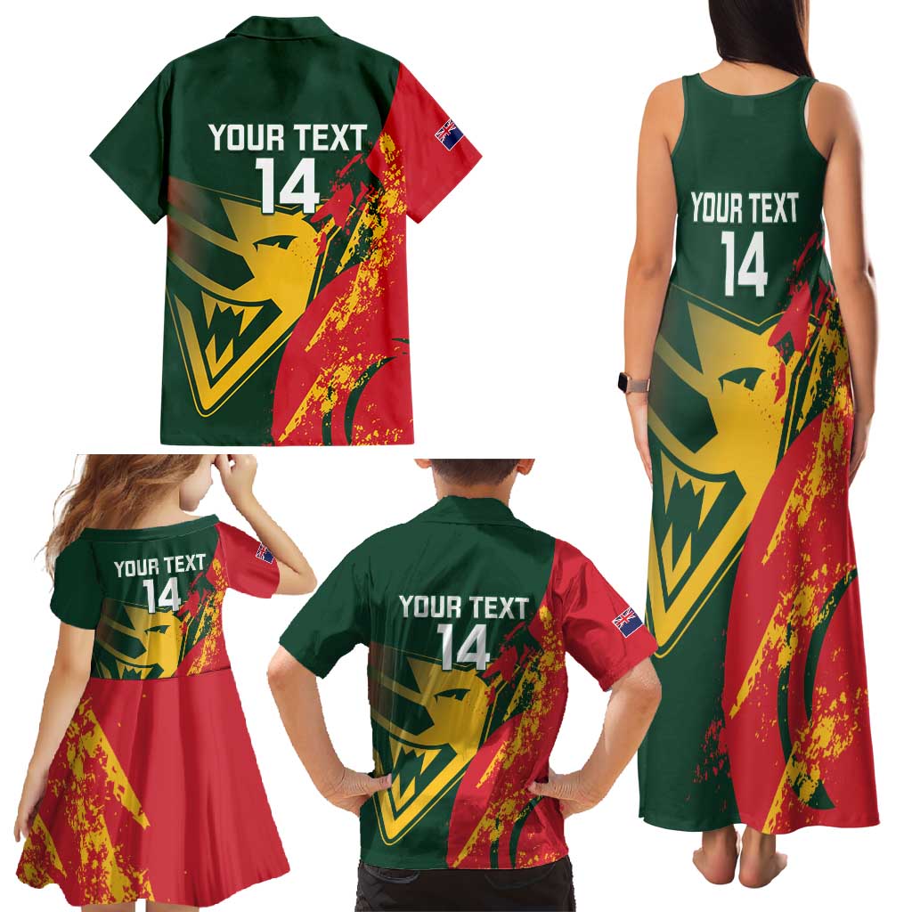 Custom Australia Tasmania Cricket Family Matching Tank Maxi Dress and Hawaiian Shirt Go Tasmanian Tigers - Grunge Style