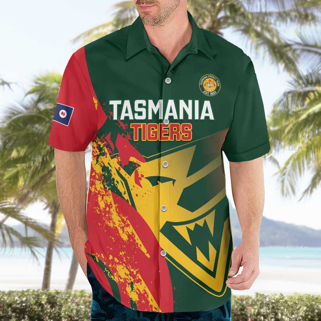 Custom Australia Tasmania Cricket Hawaiian Shirt Go Tasmanian Tigers - Grunge Style - Vibe Hoodie Shop