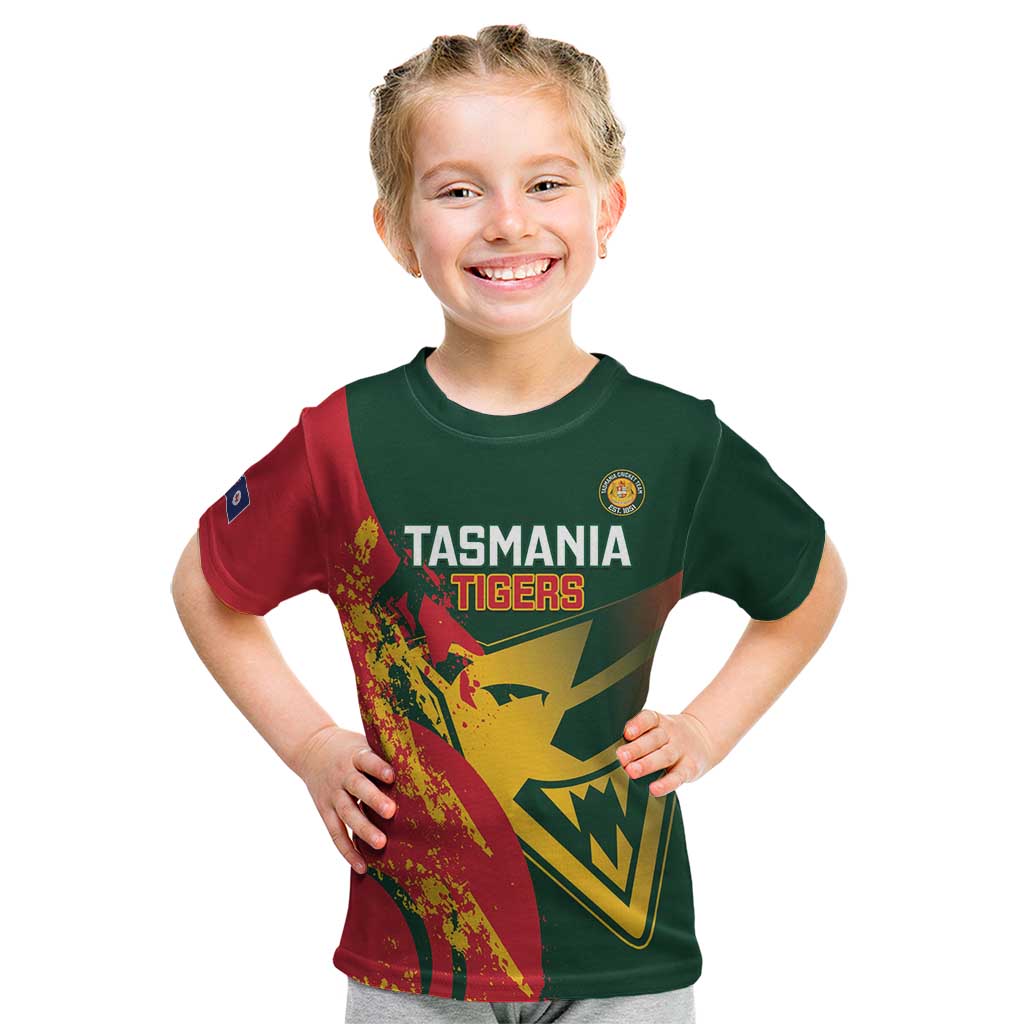 Custom Australia Tasmania Cricket Kid T Shirt Go Tasmanian Tigers - Grunge Style - Vibe Hoodie Shop