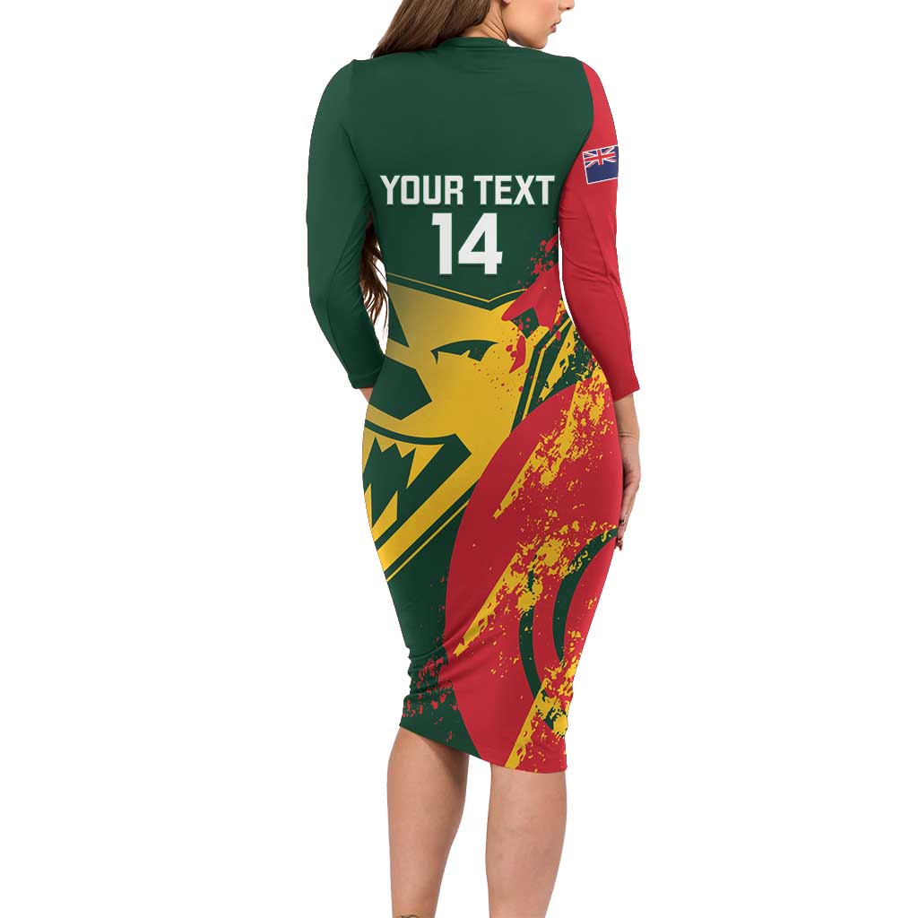 Custom Australia Tasmania Cricket Long Sleeve Bodycon Dress Go Tasmanian Tigers - Grunge Style